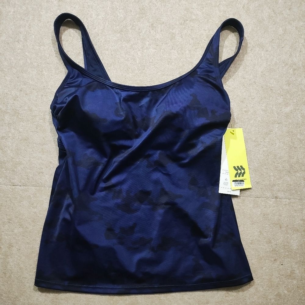 All in Motion Deep Blue Swim Camisole Tankini Top -D